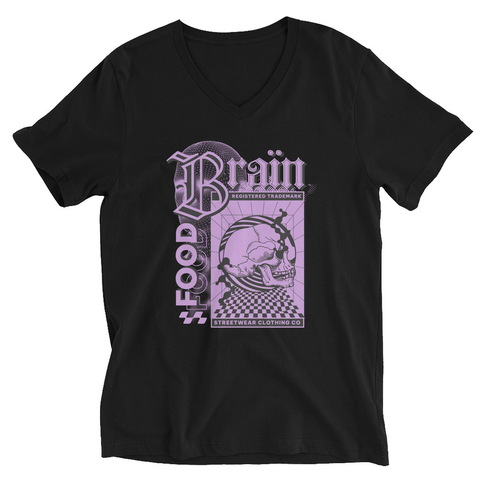 Brain Food - Y2K Skull Streetwear Unisex V-Neck Tee