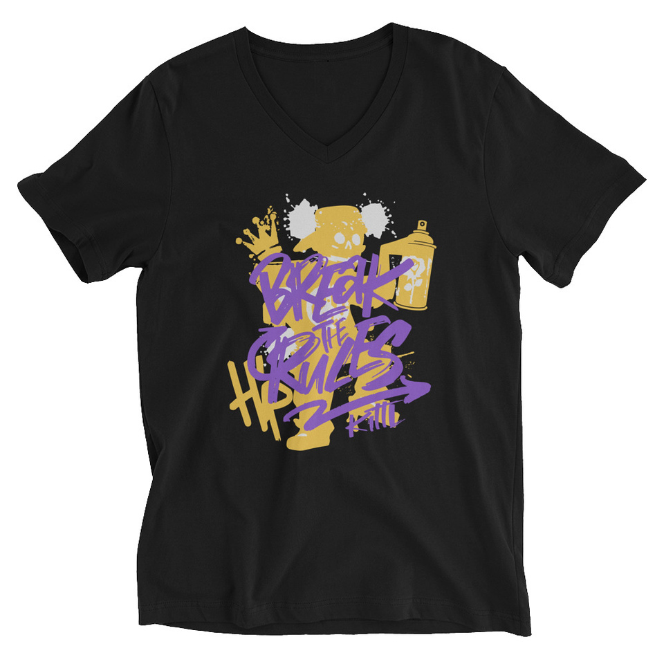 Break the Rules Graffiti - Spray Paint Unisex V-Neck Tee