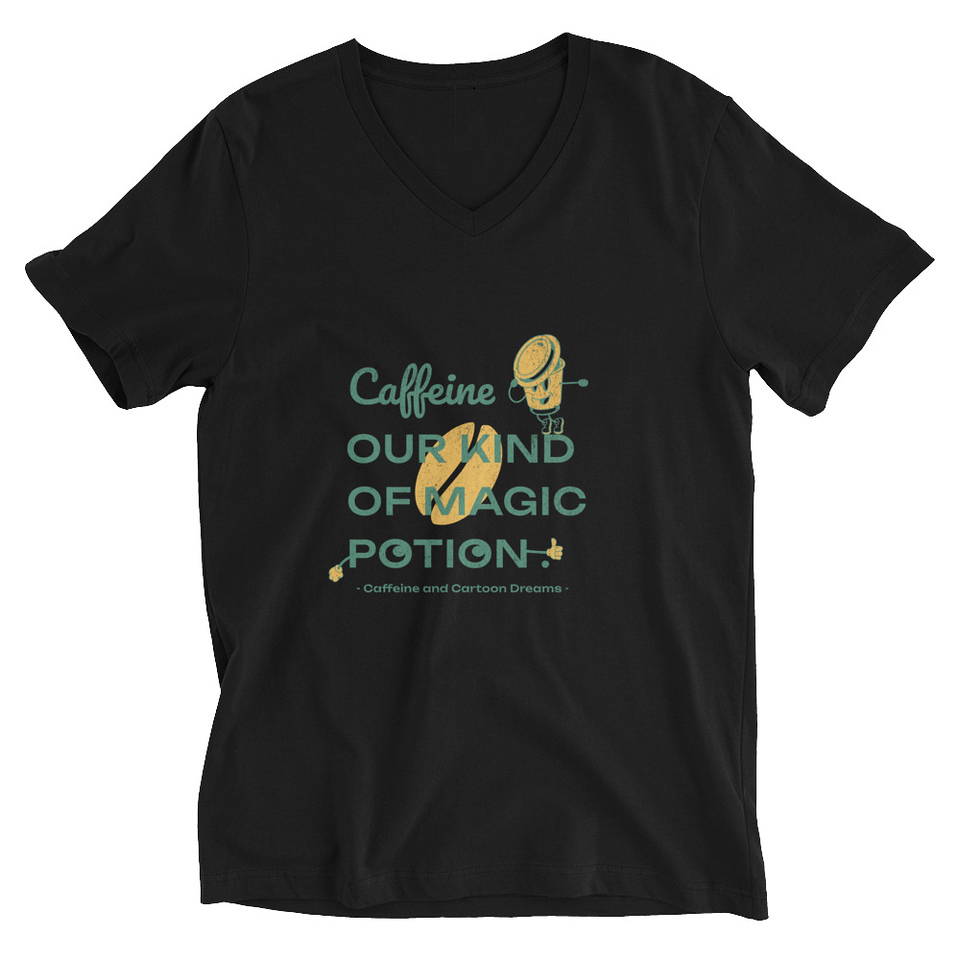 Caffeine Cartoon Unisex V-Neck Tee