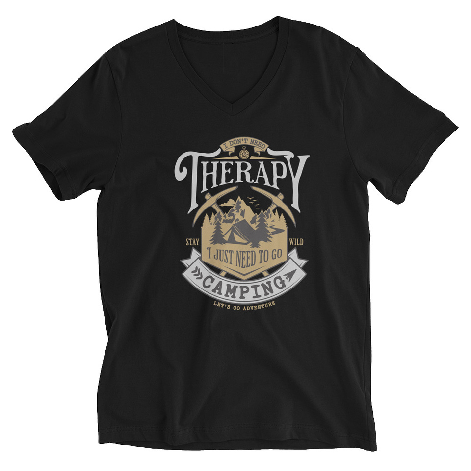 Camping Emblem Unisex V-Neck Tee