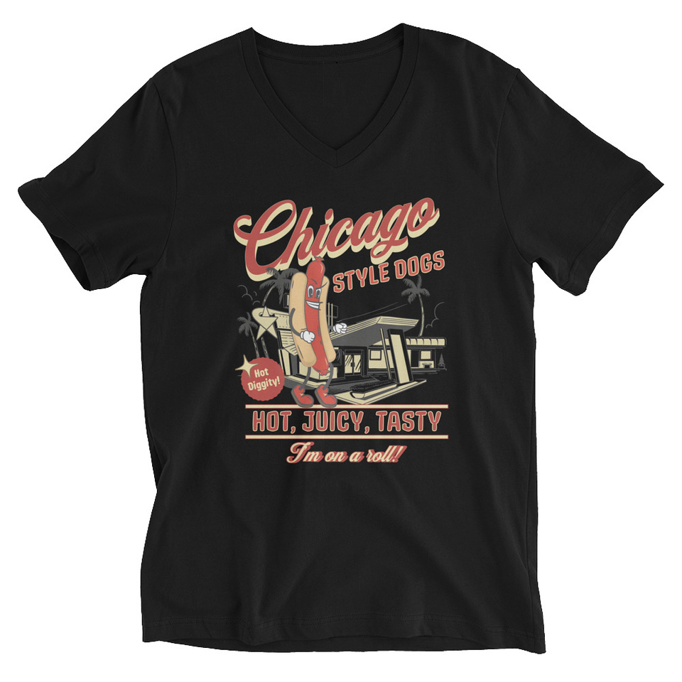 Chicago Style Hot Dogs Unisex V-Neck Tee