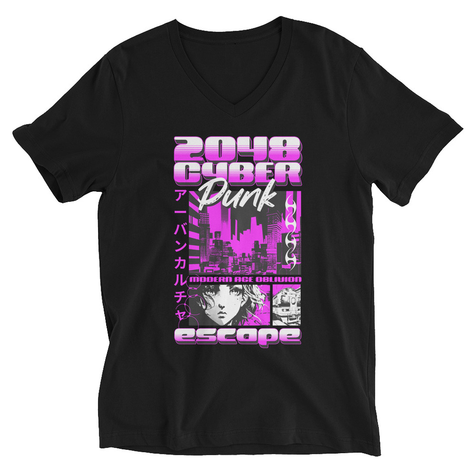 Cyber Punk Escape - Japanese Anime Unisex V-Neck Tee