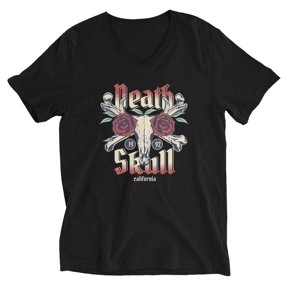 Death Skull - Flower Unisex V-Neck Tee