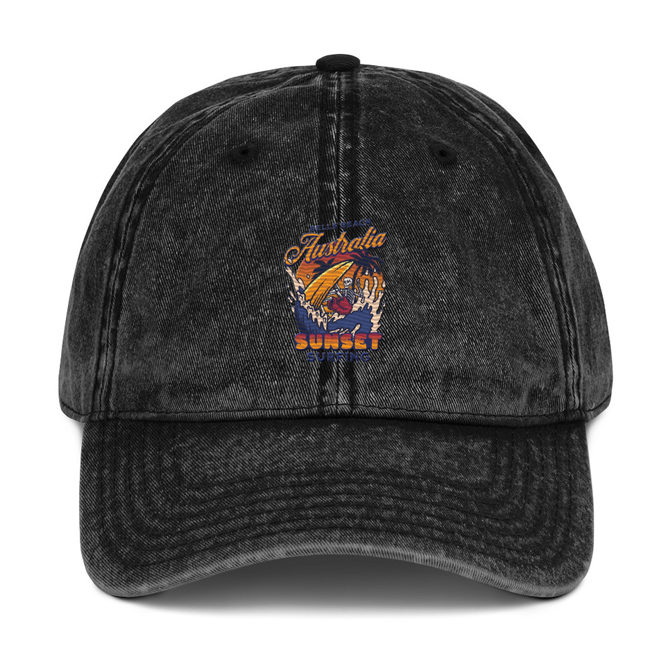 Bells Beach Australia Sunset Surfing Vintage Cap