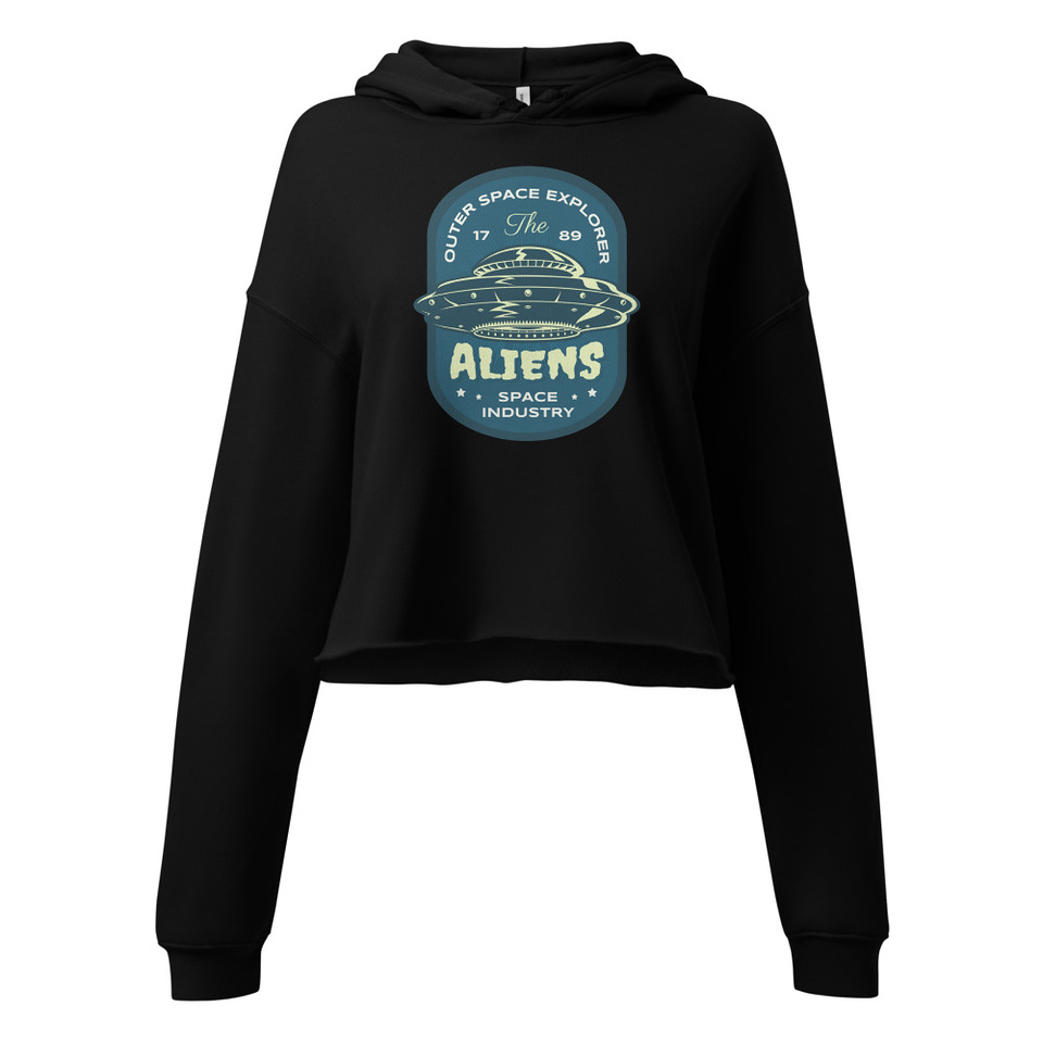 Aliens Outer Space Explorer - UFO Women's Cropped Hoodie
