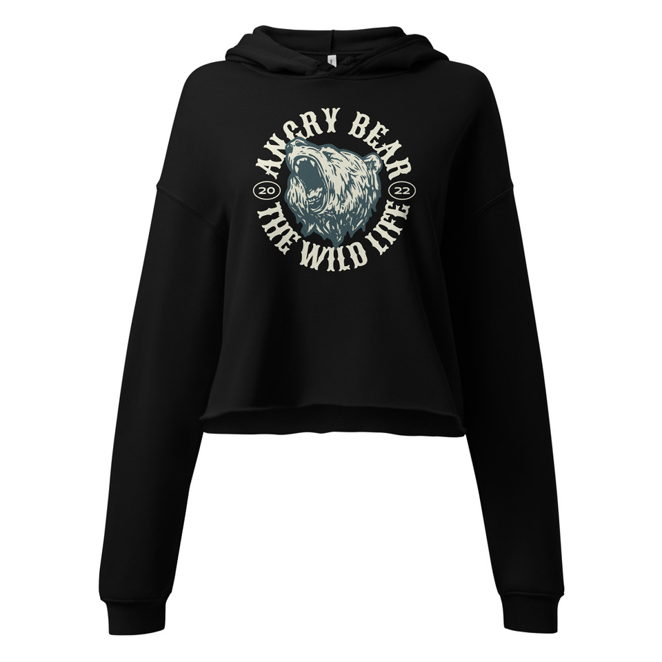 Angry Bear - Wild Life Animal Women's Cropped Hoodie