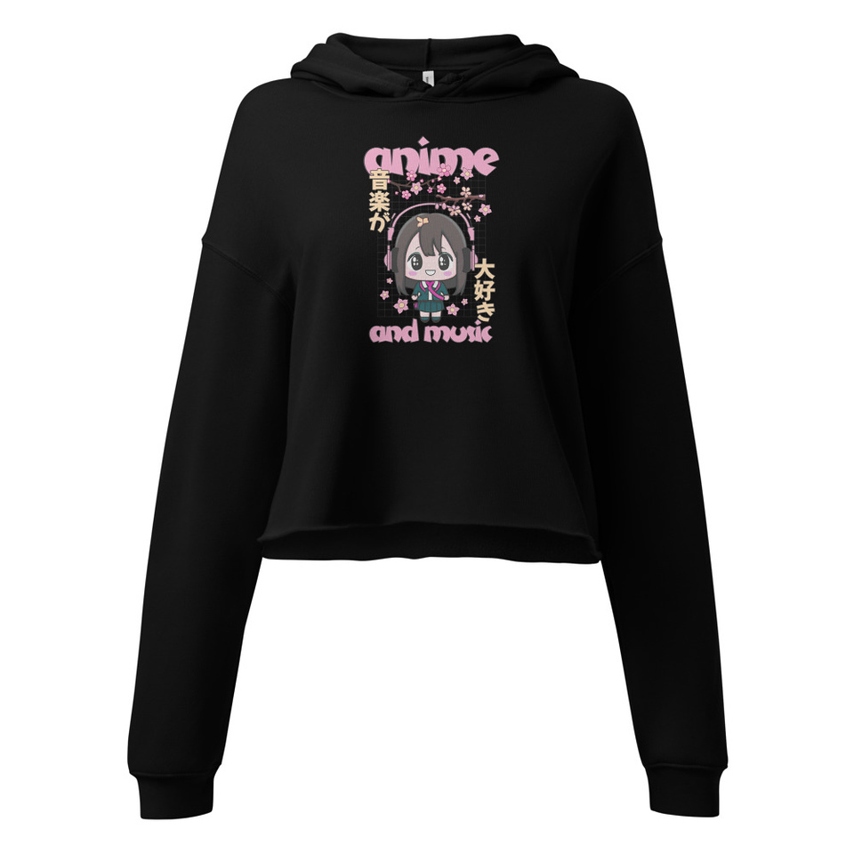 Anime and Music Women's Cropped Hoodie