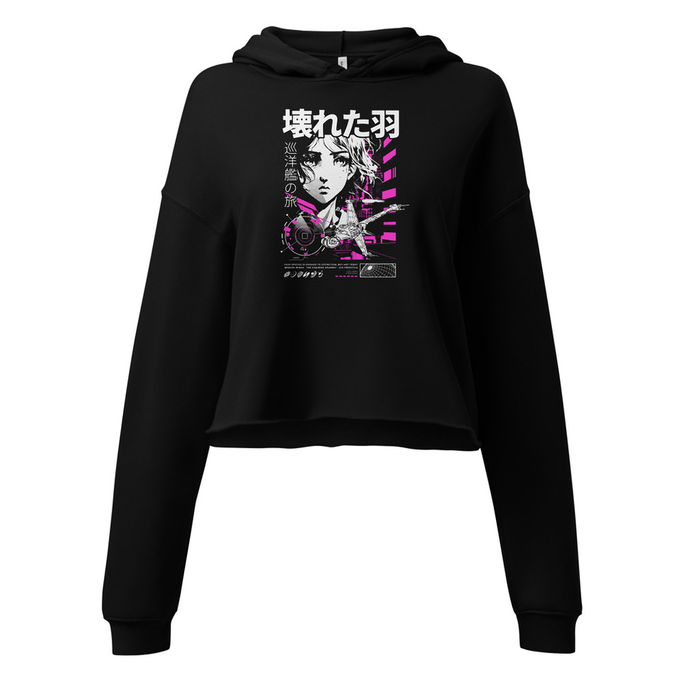 Anime Broken Wings - Neon Japanese Style Women's Cropped Hoodie