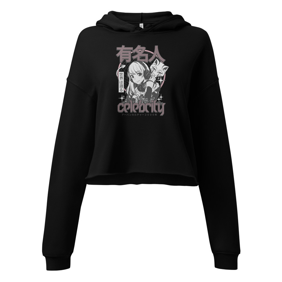 Anime Celebrity Girl - Japanese Cyber Streetwear Women's Cropped Hoodie