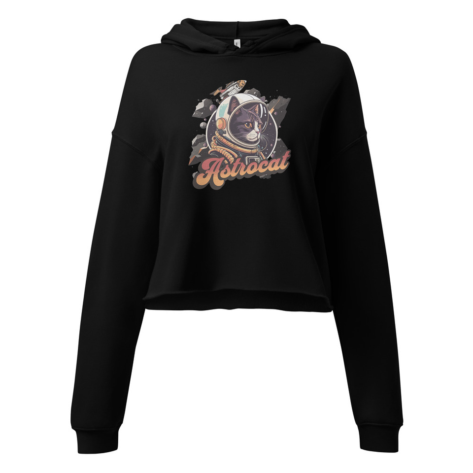 Astrocat - Retro graphic Women's Cropped Hoodie