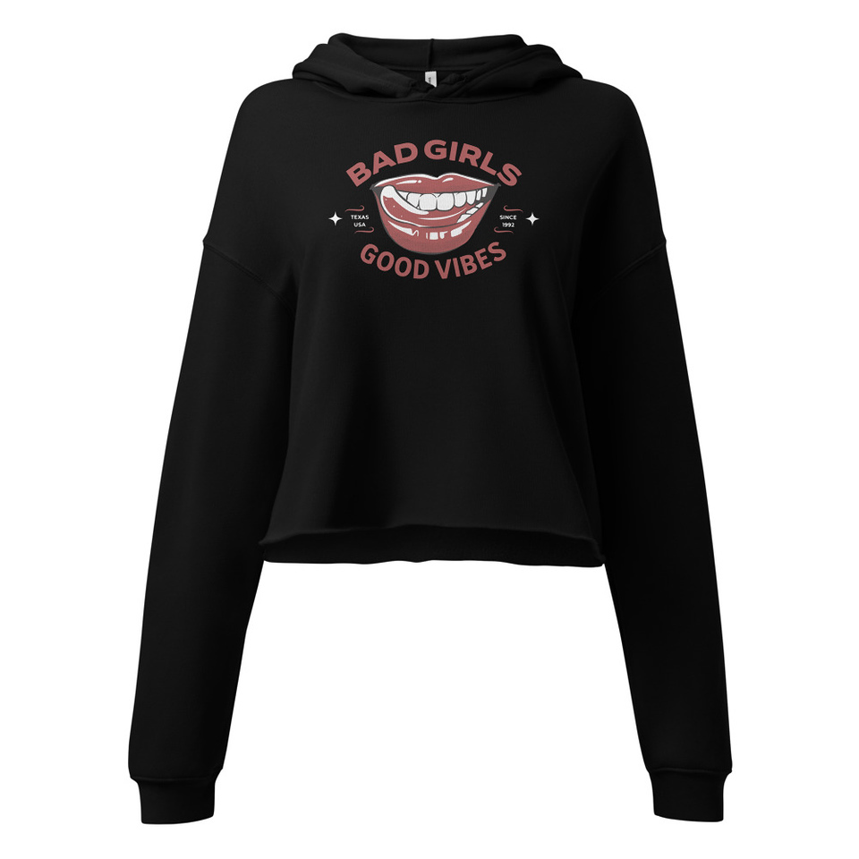 Bad Girls Good Vibes - Sexy Lips Women's Cropped Hoodie