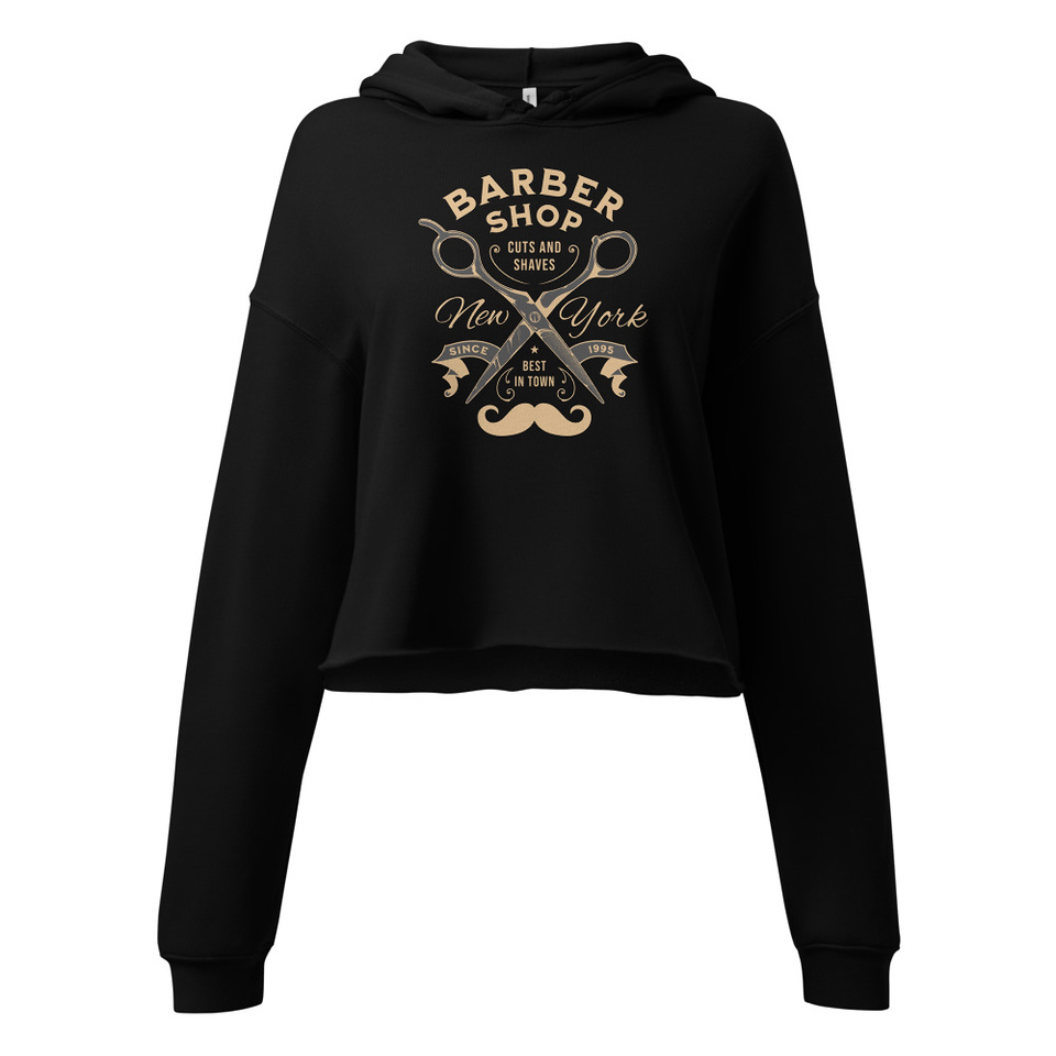 Barber Shop Cuts & Shaves - Scissor Women's Cropped Hoodie