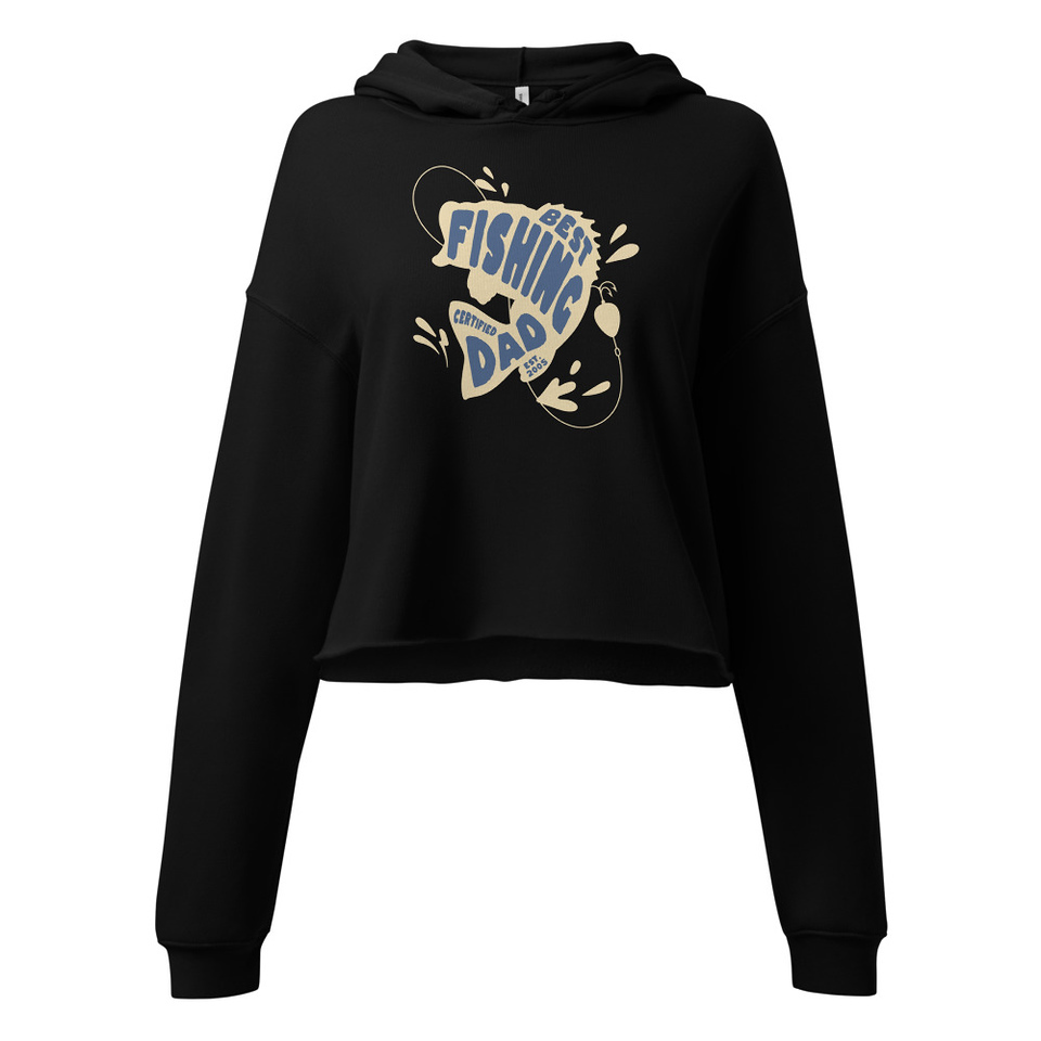 Best Fishing Dad - Typography Women's Cropped Hoodie