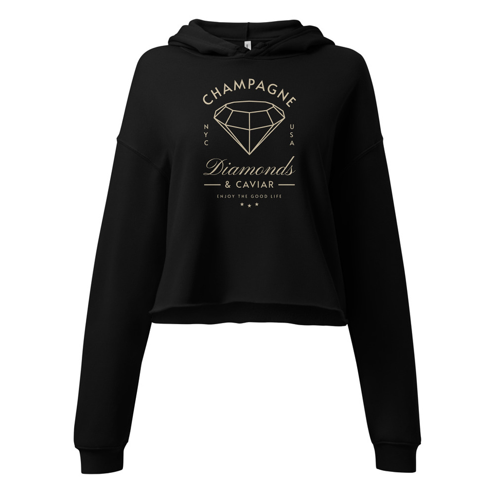 Black Diamonds - Elegant Women's Cropped Hoodie