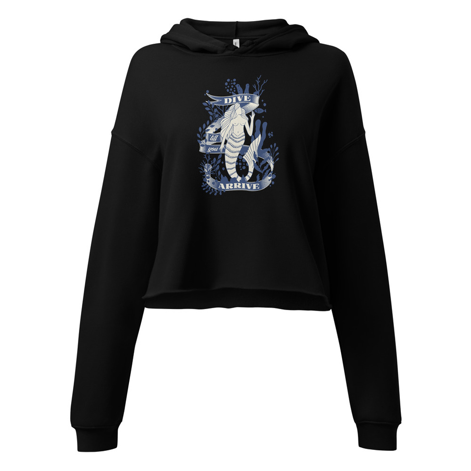 Blue Mermaid - Nautical Women's Cropped Hoodie