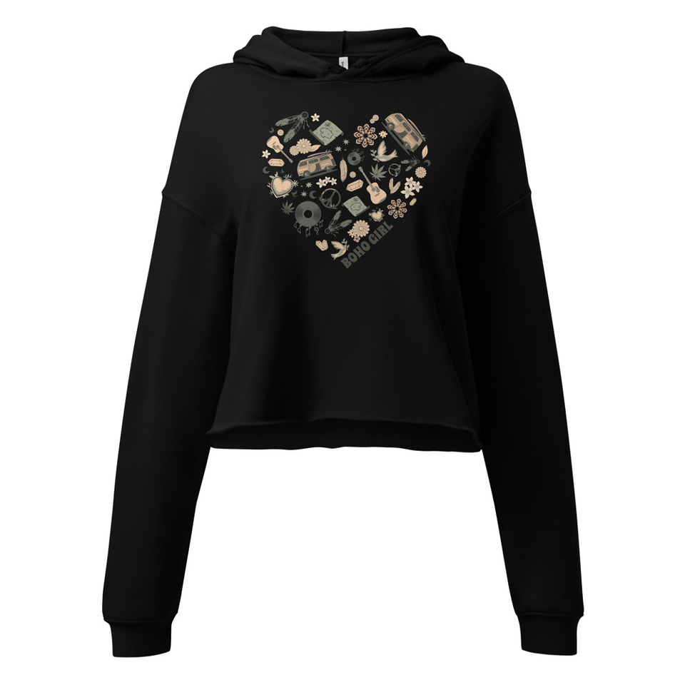 Boho Girl Poster Women's Cropped Hoodie