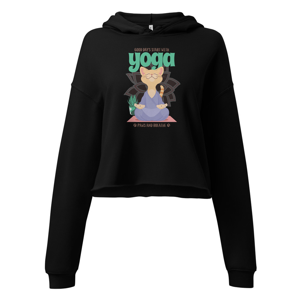 Cat Yoga - Cute Meditation Women's Cropped Hoodie