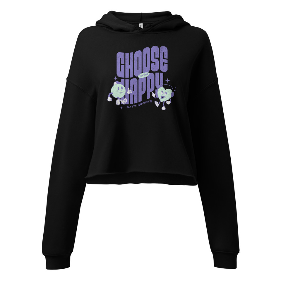 Choose Happy (2) Women's Cropped Hoodie