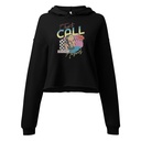 Classic Retro Illustrative Portrait Men Calling Women's Cropped Hoodie
