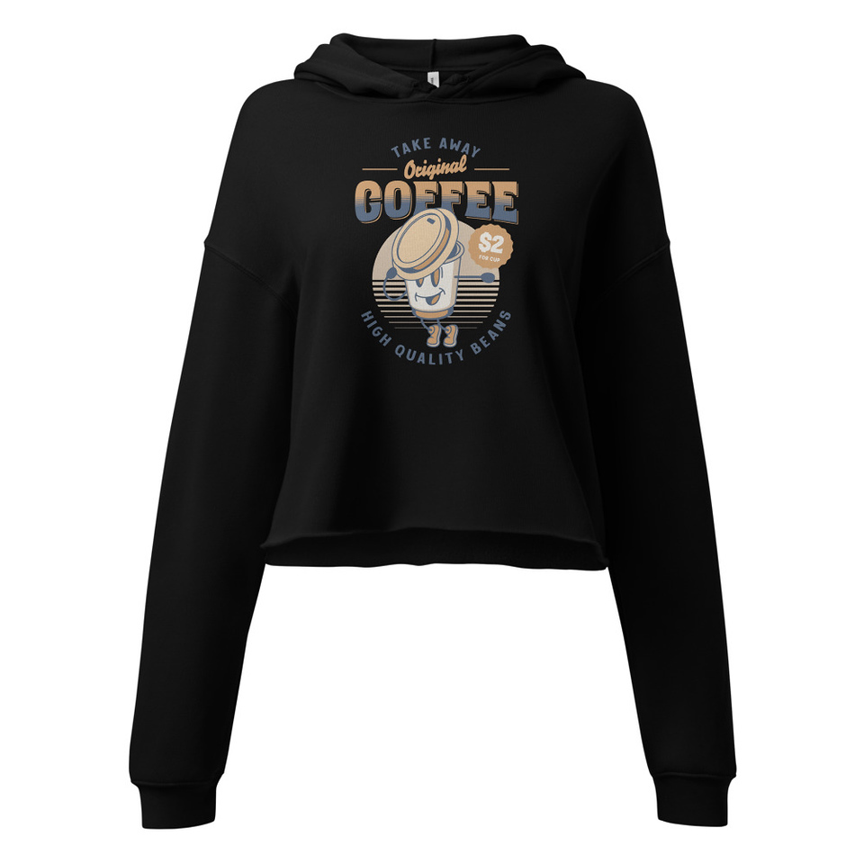 Coffee Cup - Comics Mascot Women's Cropped Hoodie