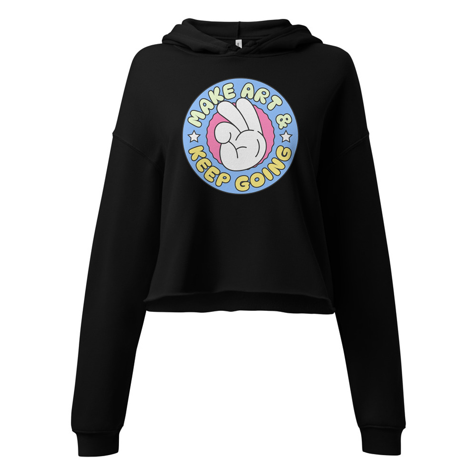 Colorful Fun Retro Style Badge Women's Cropped Hoodie