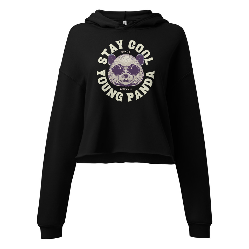 Cool Panda with Sunglasses -  Women's Cropped Hoodie