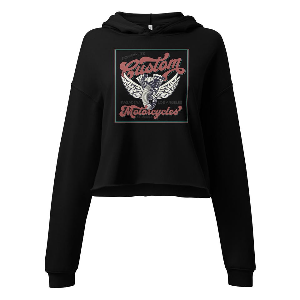 custom motorcycle  Women's Cropped Hoodie
