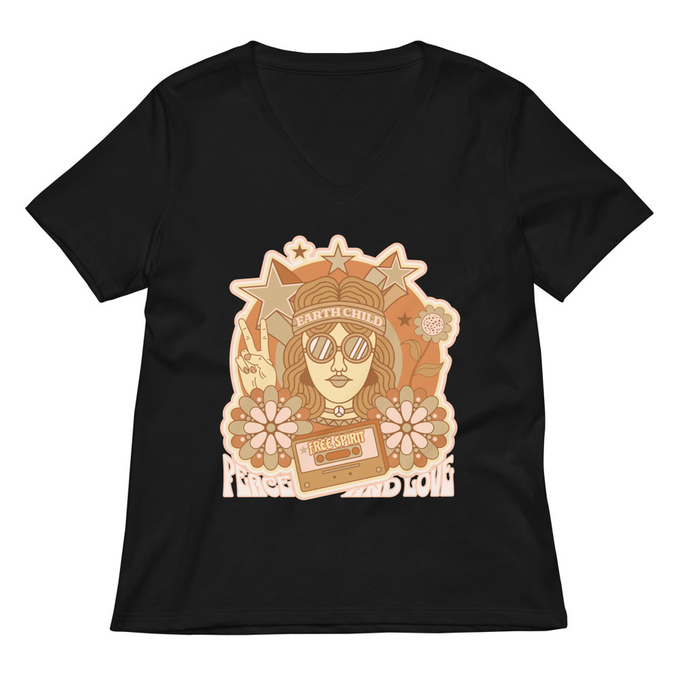 60s tee design Women's Relaxed V-Neck T-Shirt