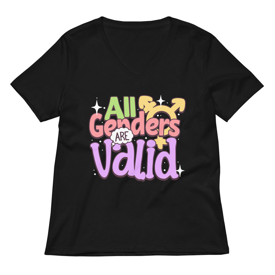 All Genders are Valid Women's Relaxed V-Neck T-Shirt