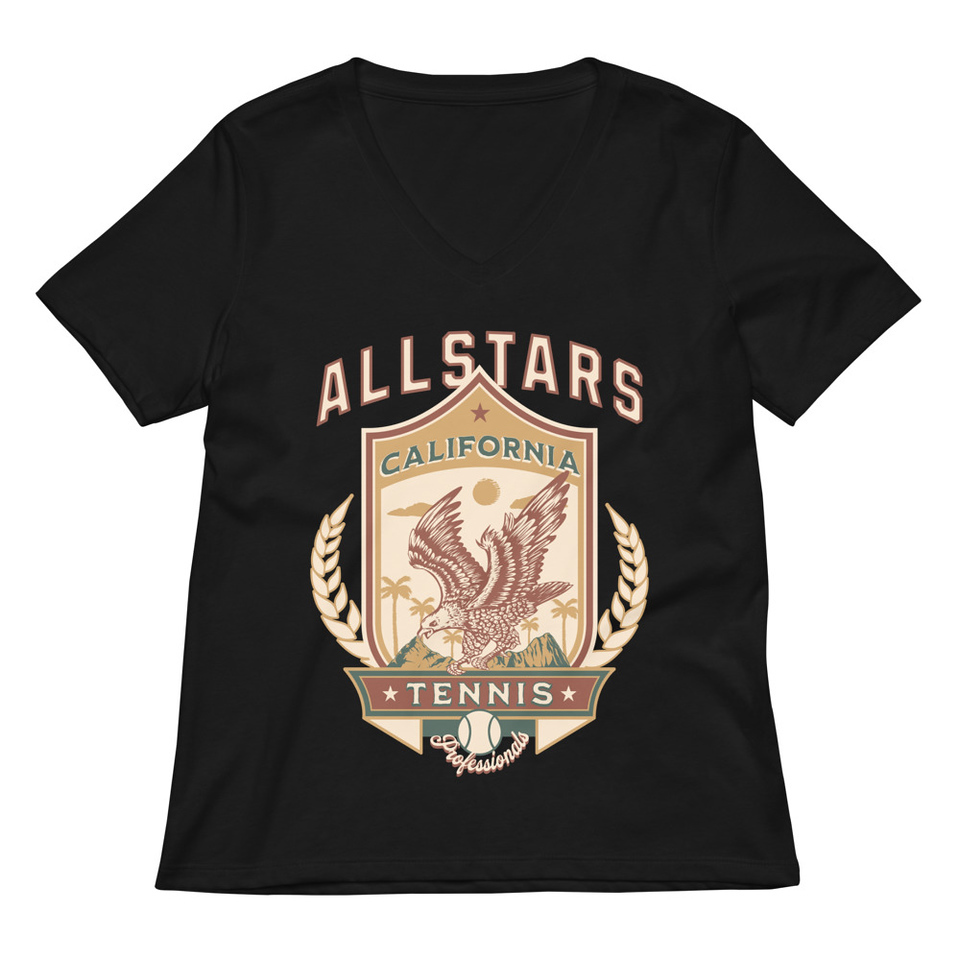 All Stars Tennis - Eagle Badge Women's Relaxed V-Neck T-Shirt