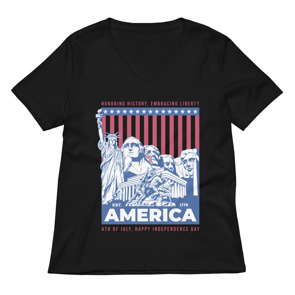 AMERICA (2) Women's Relaxed V-Neck T-Shirt