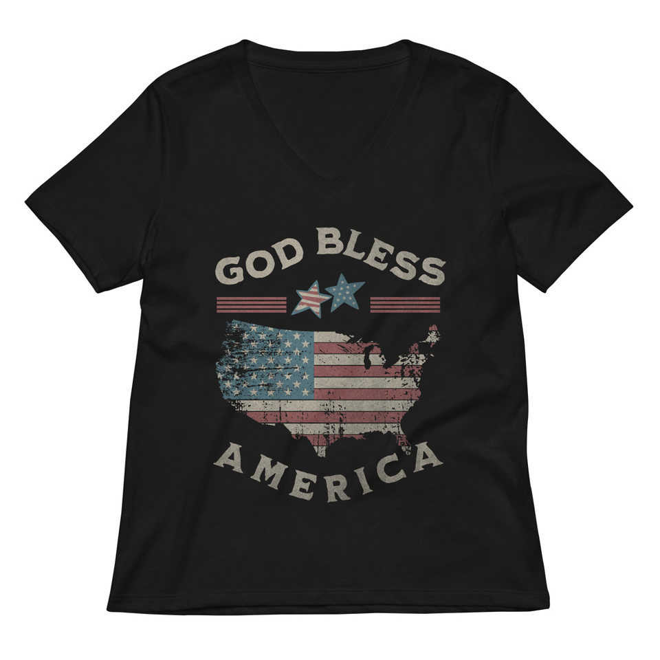 America - Land Of The Free Women's Relaxed V-Neck T-Shirt