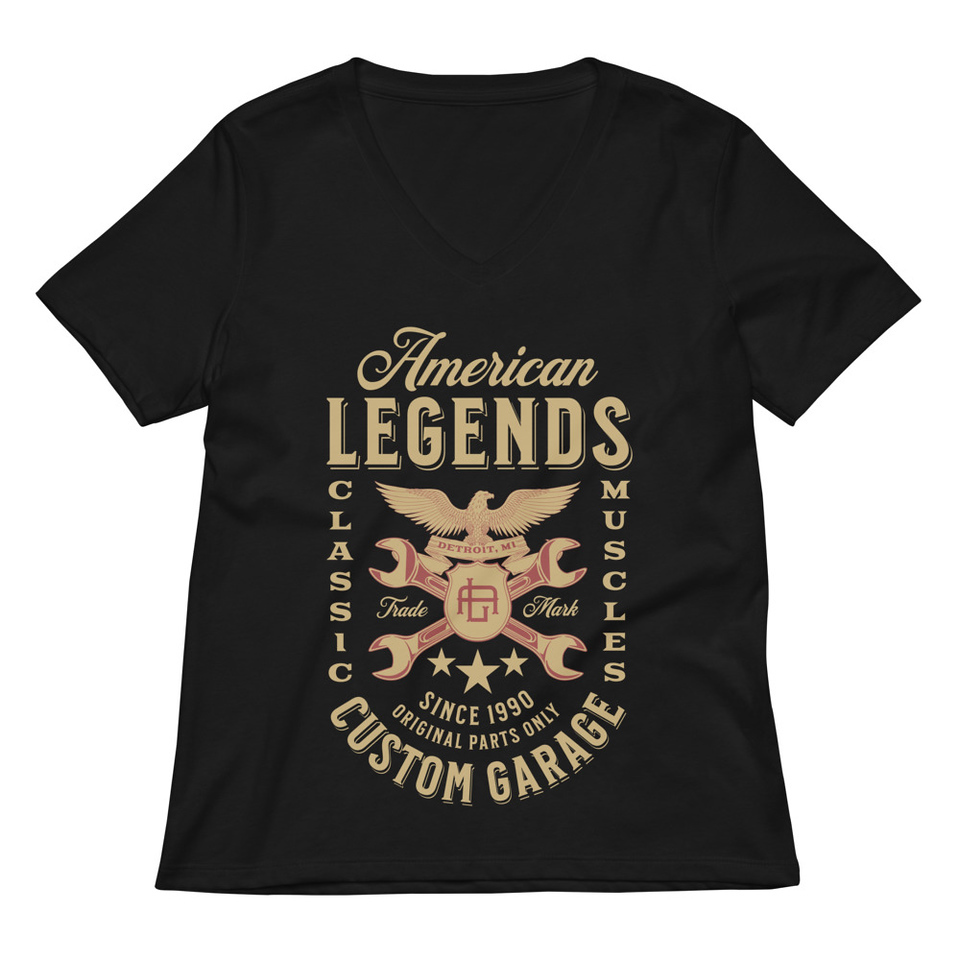 American Legends Garage - Eagle Women's Relaxed V-Neck T-Shirt