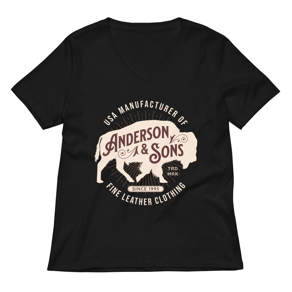 Anderson & Sons Leather Clothing - Buffalo Women's Relaxed V-Neck T-Shirt
