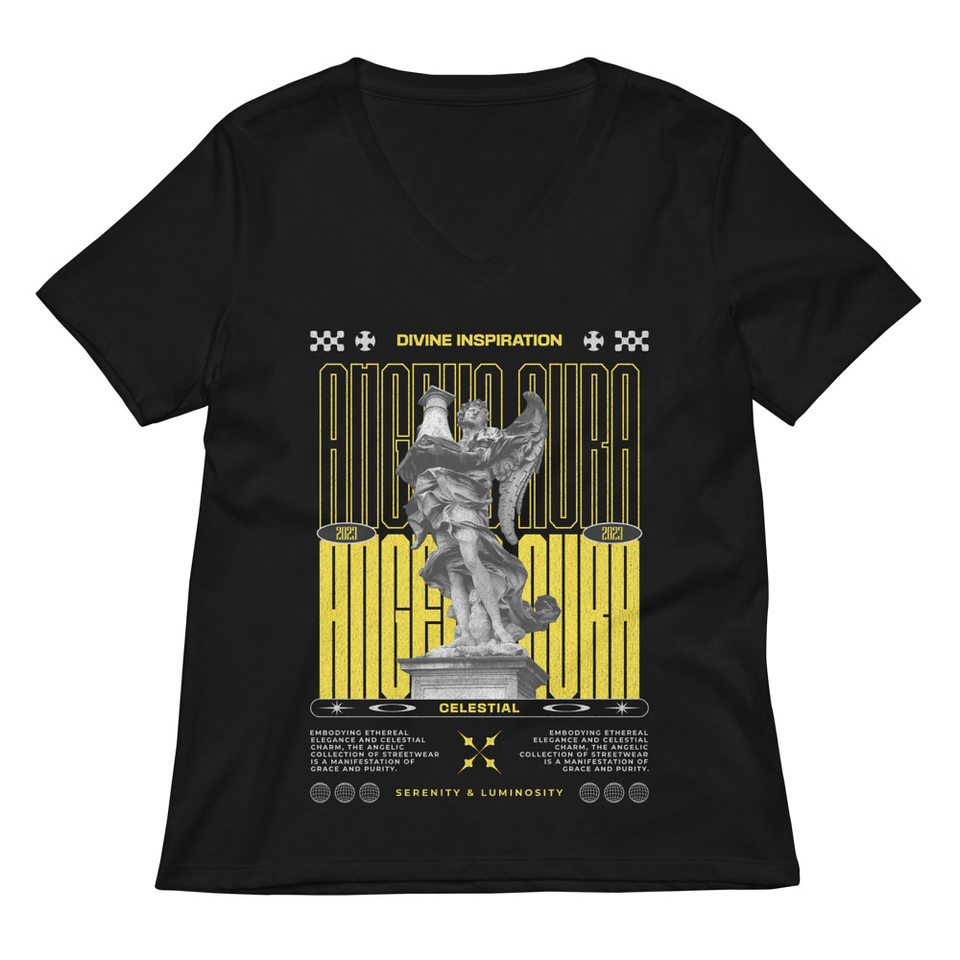 Angelic Aura Streetwear Women's Relaxed V-Neck T-Shirt