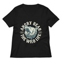 Angry Bear - Wild Life Animal Women's Relaxed V-Neck T-Shirt