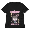 Anime and Music Women's Relaxed V-Neck T-Shirt