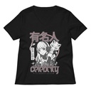 Anime Celebrity Girl - Japanese Cyber Streetwear Women's Relaxed V-Neck T-Shirt