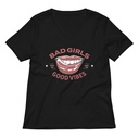 Bad Girls Good Vibes - Sexy Lips Women's Relaxed V-Neck T-Shirt