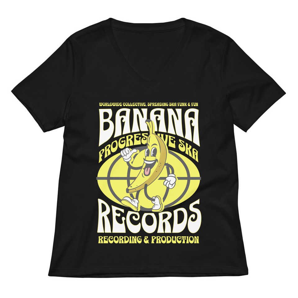 Banana Records - Comic Character Women's Relaxed V-Neck T-Shirt