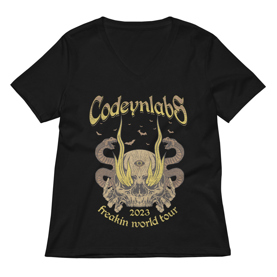 Band Merchandise Tour Illustration Women's Relaxed V-Neck T-Shirt