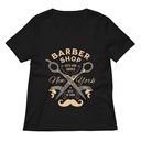 Barber Shop Cuts & Shaves - Scissor Women's Relaxed V-Neck T-Shirt