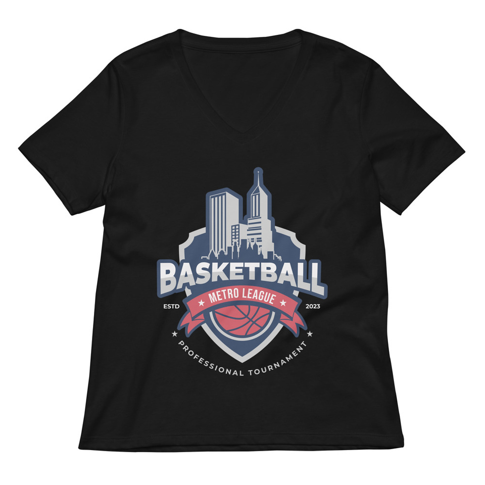 Basketball Sports Logo Women's Relaxed V-Neck T-Shirt
