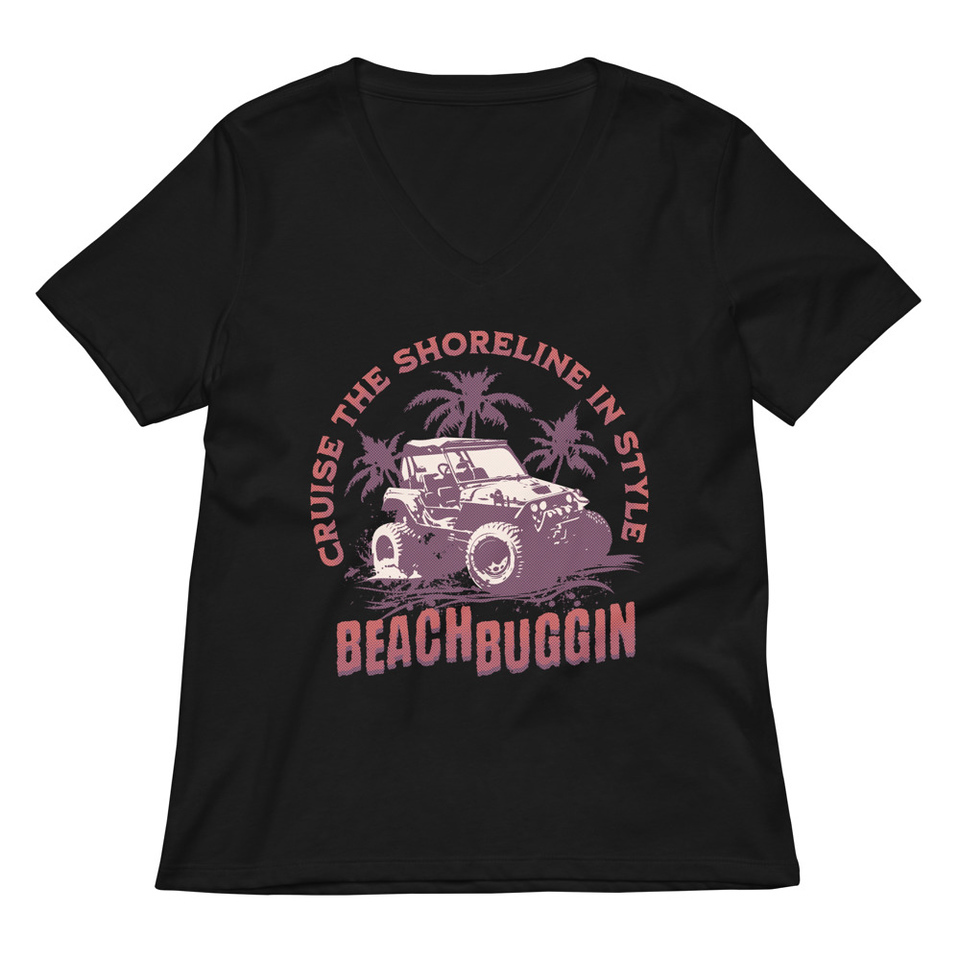 BEACH BUGGIN Women's Relaxed V-Neck T-Shirt