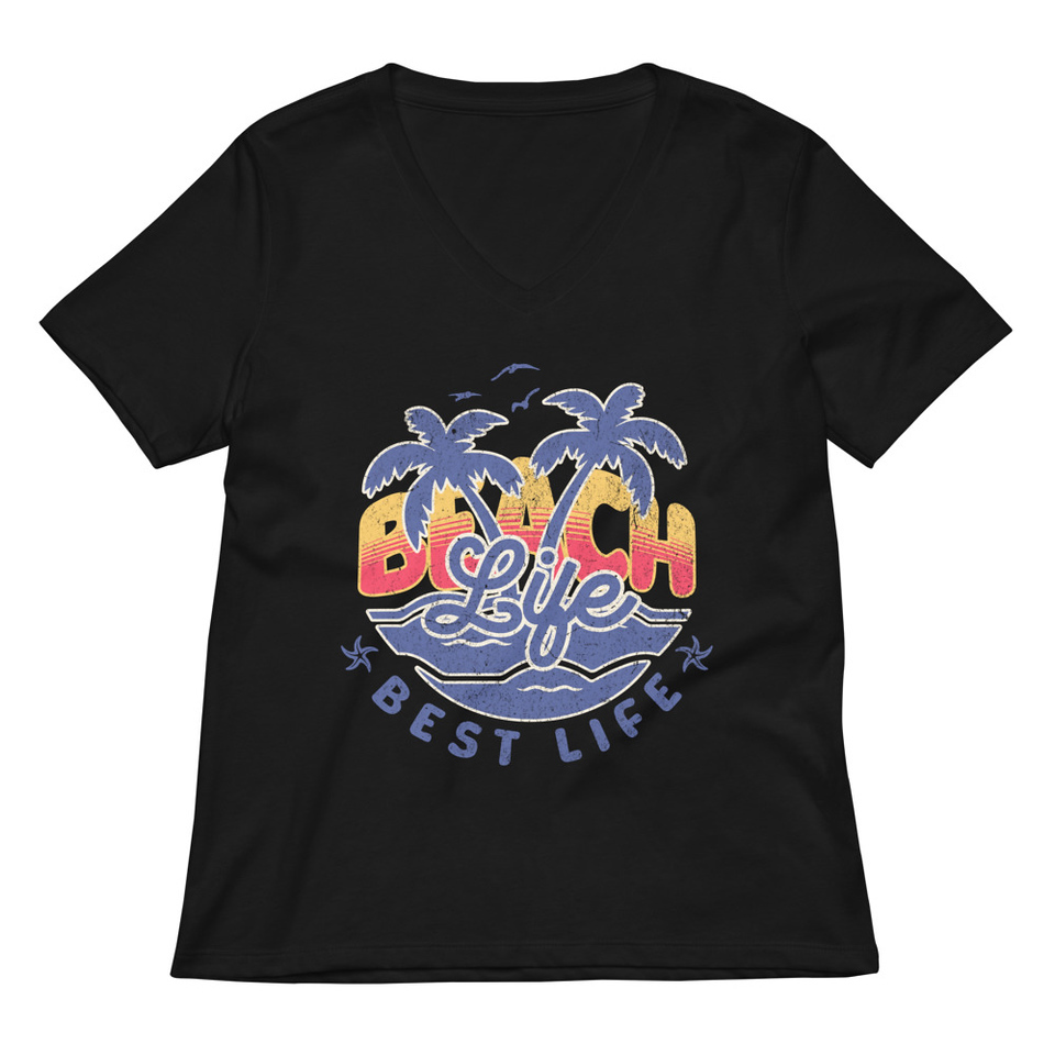 Beach Life Best Life Women's Relaxed V-Neck T-Shirt