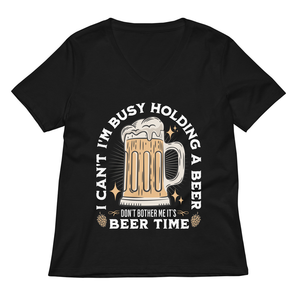 Beer Time - Father's Day Women's Relaxed V-Neck T-Shirt
