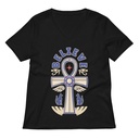 Believe  - Faith Symbol Women's Relaxed V-Neck T-Shirt
