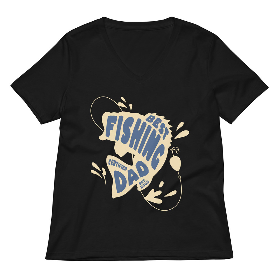 Best Fishing Dad - Typography Women's Relaxed V-Neck T-Shirt