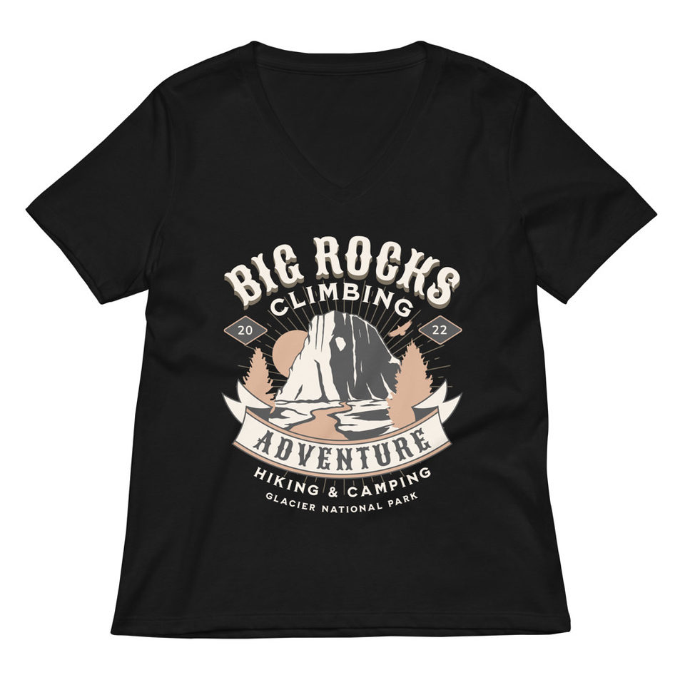 Big Rocks Climbing - Outdoor Adventure Women's Relaxed V-Neck T-Shirt