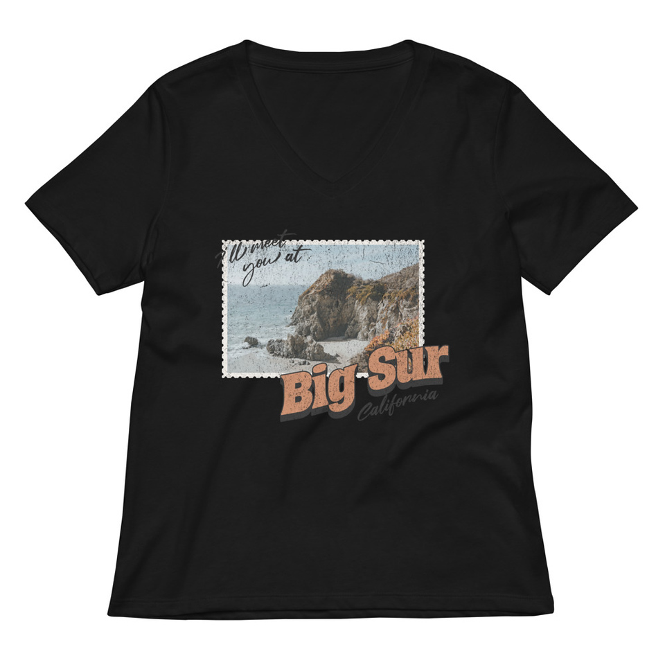 Big Sur, Cali Women's Relaxed V-Neck T-Shirt